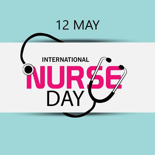 international nurse day in text with a stethoscope over the text.